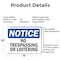 Signmission No Trespassing Or Loitering OSHA Notice Sign, Aluminum, 14in W x 10in L, 2PK OS-2PACK-NS-A-1014-L-14958 - alternate 3